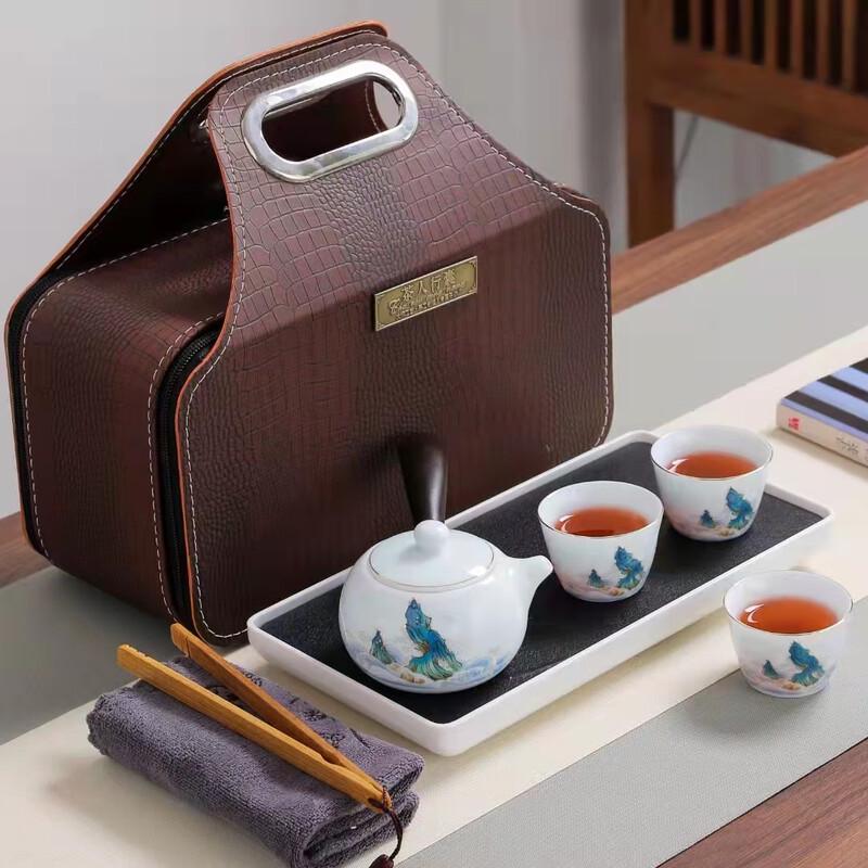 Чжэцзюнь  Шоухай  Подглазурная роспись Белый фарфоровый чайный сервиз