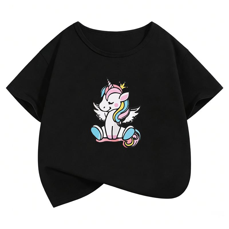 Summer Spring Kawaii Short Sleeve Angel Unicorn T Shirts Funny Manga Kids Childrens Tshirt Boys Girls Casual Top Tee