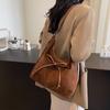 Large Capacity Bow Backpack Solid Color Shoulder Tote Bag Casual Suede Shoulder Bag  Shopping