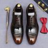 European Handmade Glossy Leather Oxford Shoes - Men's Genuine Cowhide, Three-Eyelet Business Formal Low-Top Style