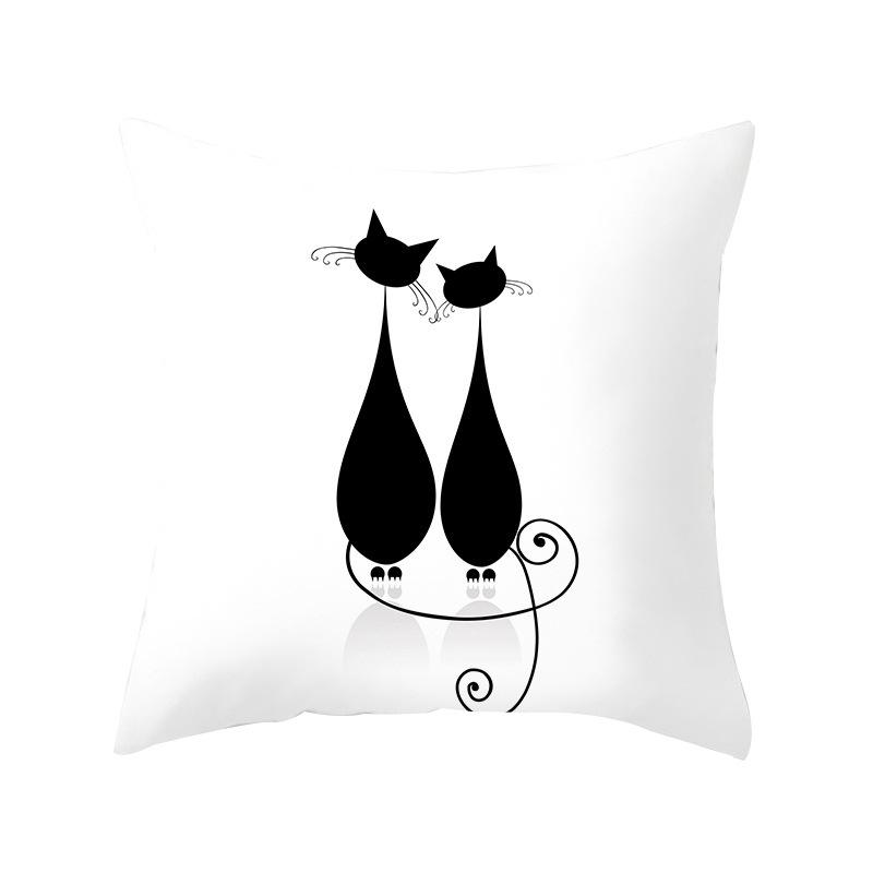 New Cartoon Black Cat Pattern Printed Pillowcase Home Sofa Pillowcase Cushion Cover