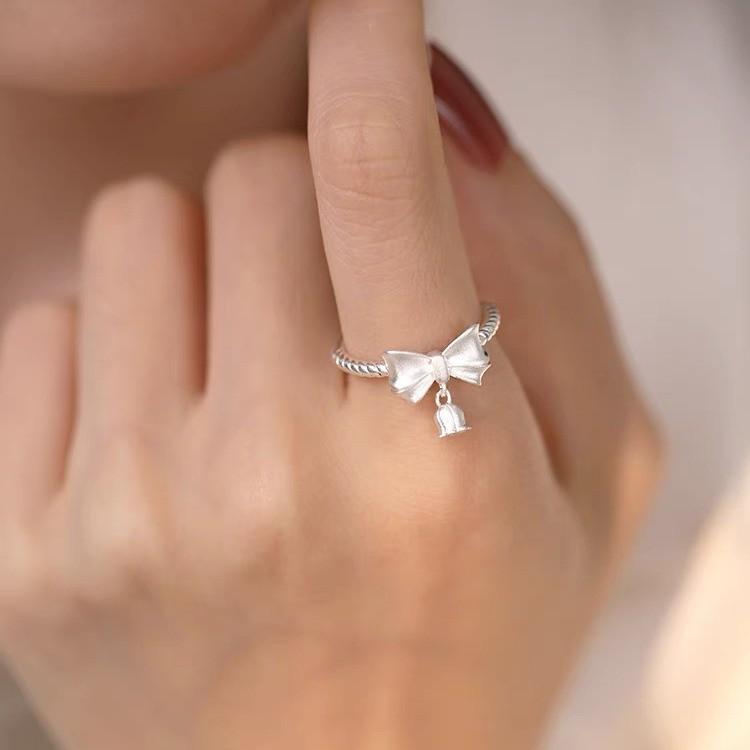 Lily Flower Bowknot Open Ring for Women - Versatile Trendy Index Finger Jewelry