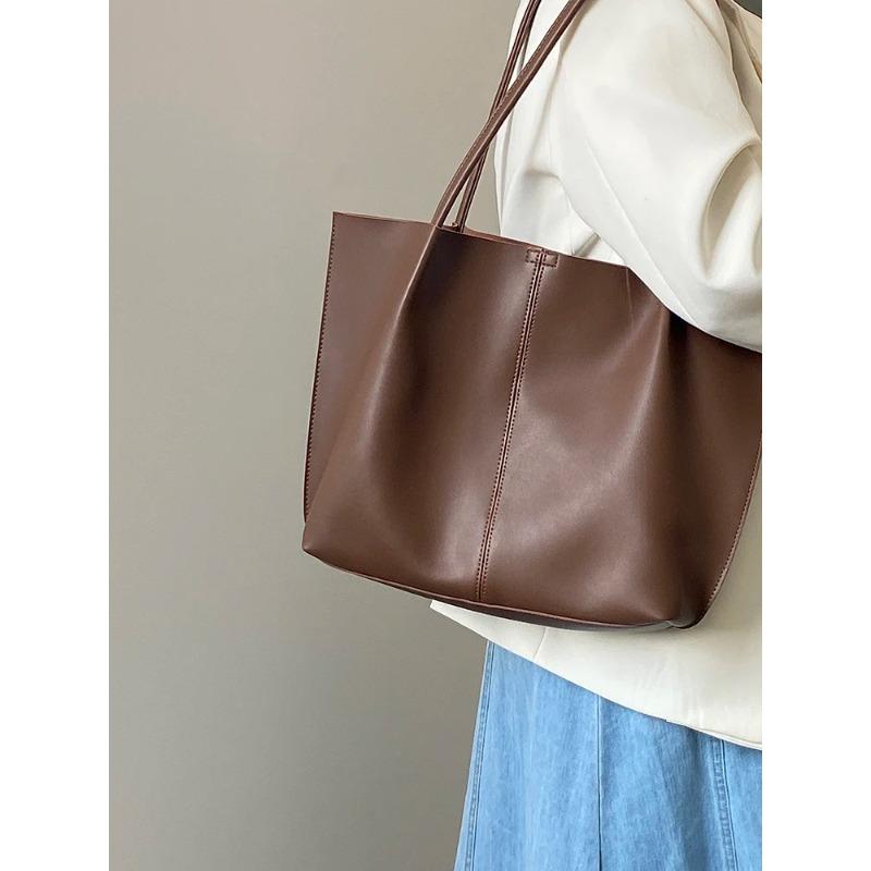 Pu Leather Large Capacity Handbags Women's Shoulder Bags Vintage Ladies Casual Tote Handbags Female Commute Travel Shopping Bag