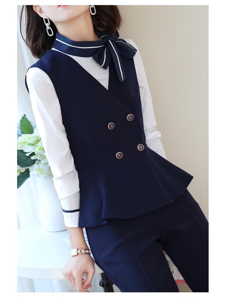Women's Professional Vest Suit Set for KTV Hotel Receptionist Interview