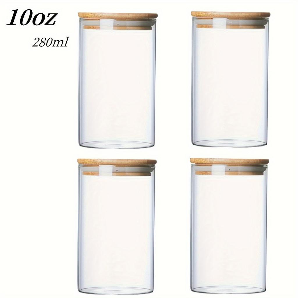 Glass jar with bamboo lid 280ml 10oz glass food storage container, suitable for kitchen spice jars, coffee jars, dried fruit jar