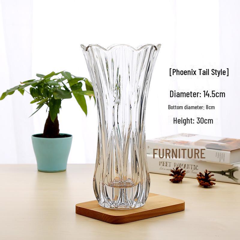 Extra Large Transparent Glass Vase, 50cm Height, Wide Diameter for Flower Arrangements, Living Room Decor, Hydroponic Lucky Bamboo
