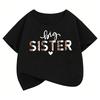 Fashion Big Sister Leopard Print T Shirts Short Sleeve Kids Childrens Tshirt Girls Summer Spring Casual Top Tee Shirt