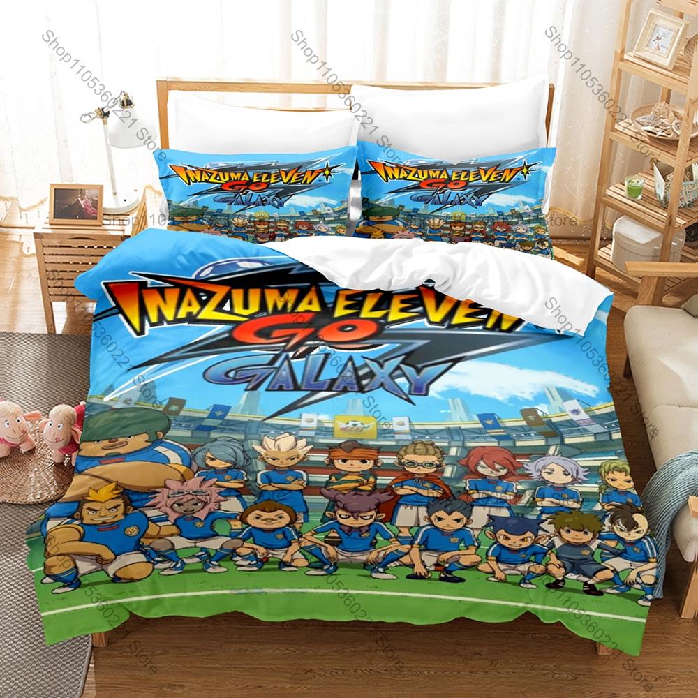Inazuma Eleven GO Beddengoed Set Dekbedovertrek + 2 Kussenslopen Sport Voetbal Anime Raimon Teamgeest Beest Slaapkamer Decoratie