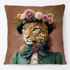 Fashion Animals Portraits Poster Zebra Tiger Leopard Lion Giraffe Fox Moose With Floral Cushion Cover Decorative Pillow Case