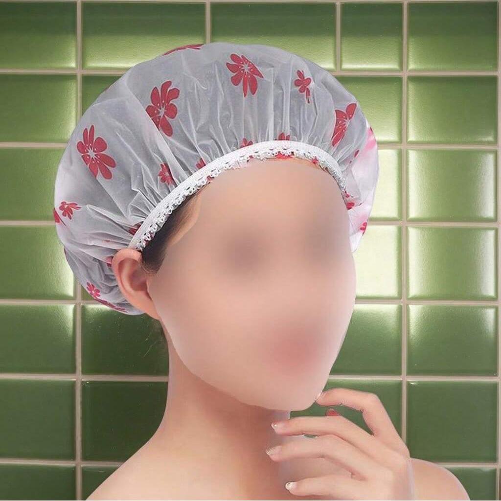 5pcs Waterproof Shower Cap WOMEN'S Household Bathing Anti-oil Smoke Hair Care Shower Cap Dry Hair Cap