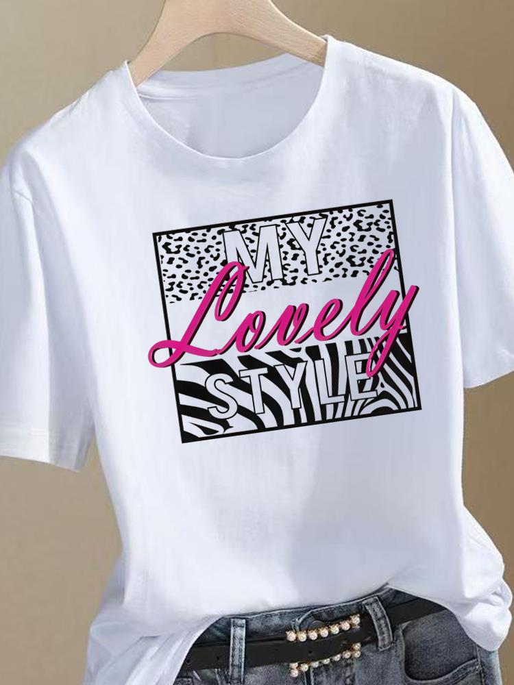 (Asian Size) Tee Top Clothing T Shirt Print Female letter 90s cute Woman Women Fashion Short Sleeve Graphic T-shirts