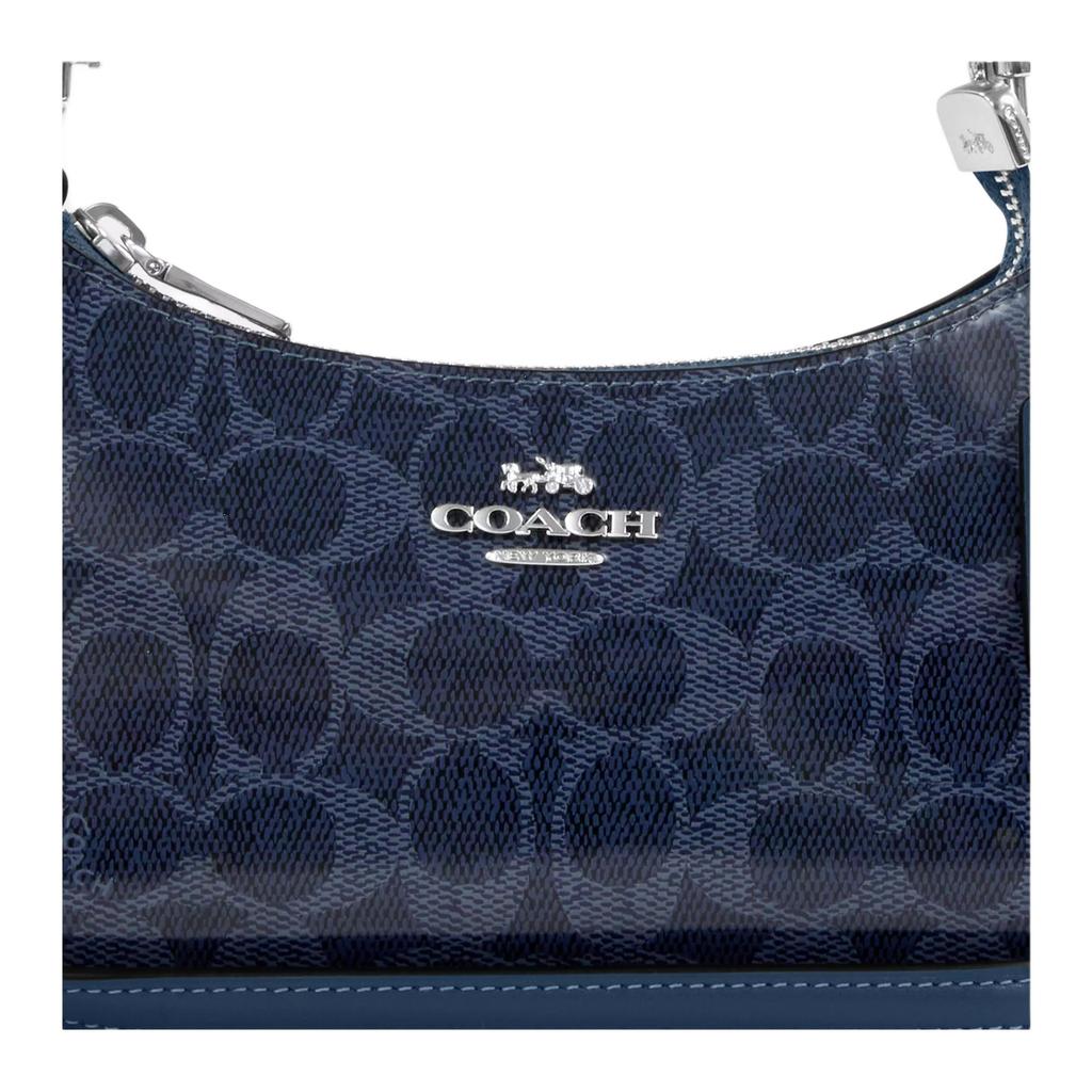 Coach 19 Signatur-Logo Leder Umhängetasche Klein Damen Umhängetasche Blau CAJ93-SVD9