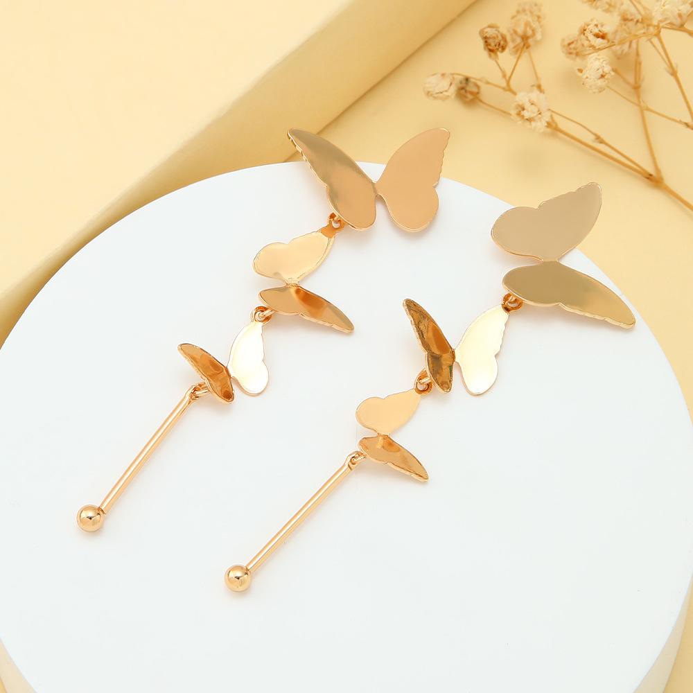 Niche Temperament Butterfly Fringed Earrings For Women, Simple Metal Style Long Exquisite Butterfly Earrings, Earrings For Women