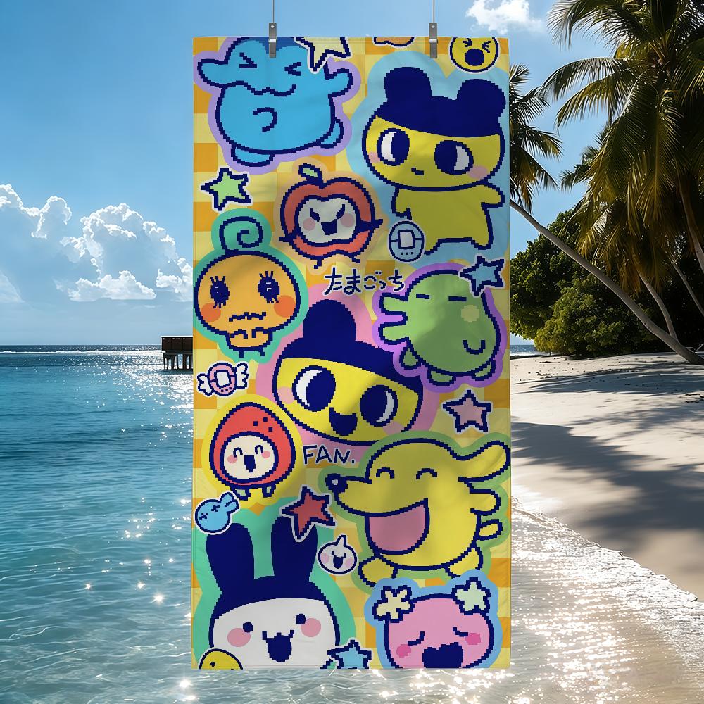 Cartoon T-Tamagotchi Towel Quick Drying Beach Towels Are Suitable For Swimming Pools Camping Yoga And The Gym