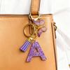 26-Letter Alphabet Resin Keychain with Star Sequins & Tassel Charm
