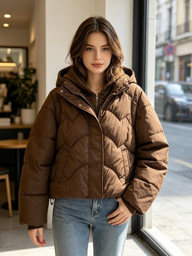 Removable and thickened new down padded jacket jacket winter padded jacket women's short fashion casual hooded