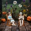 1 Pair Resin Skull Rocking Chair Halloween Decor Outdoor Ornament for Coffee Shop Home Decoration Perfect for Party Garden