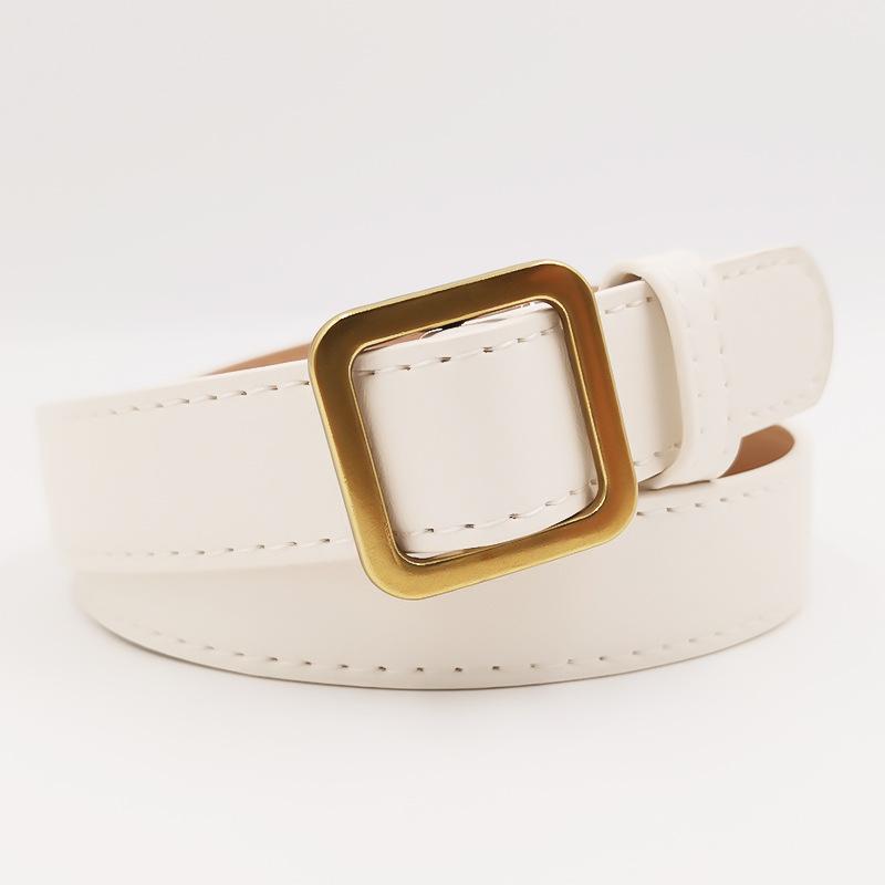 New Square Buckle Women's Imitation Leather Belt Simple and Fashionable Versatile PU Artificial Leather Belt