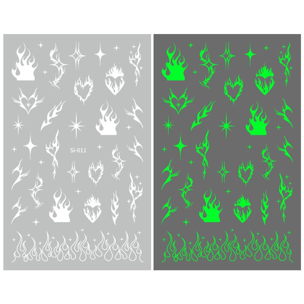 2026 Luminous Green & Blue Nail Stickers for Professional Salons - White-Enhancing Style