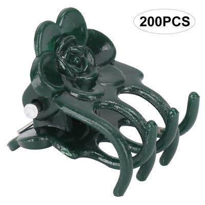 200 Stück Schöne Rosenform Pflanzenclip Garten Blumenstiele Stützclips Befestigungswerkzeug Zubehör Grün