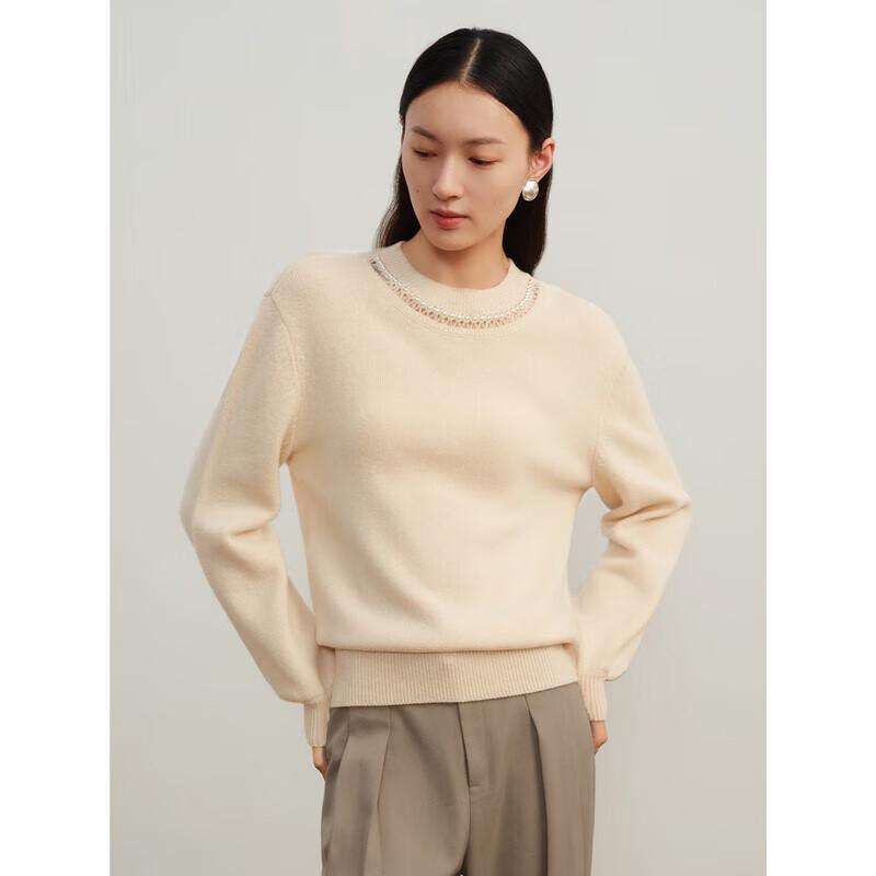 JUZUI ANNAKOU Pearl Hollow Drop-Shoulder Wool Sweater