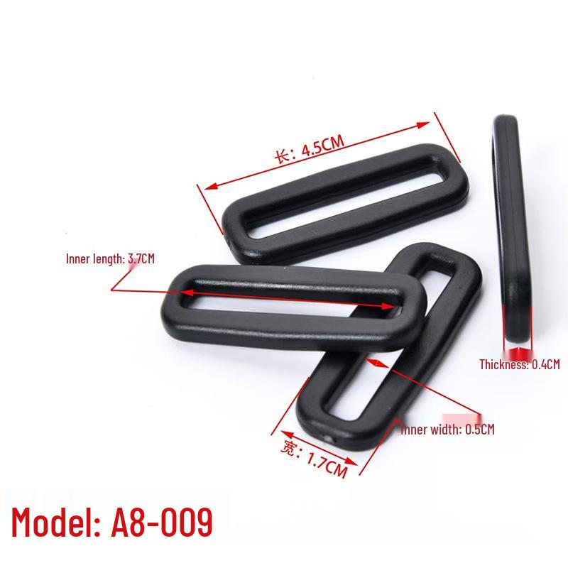 Black Plastic Rectangular Ladder Buckle - Adjustable Bag and Backpack Strap Accessory.