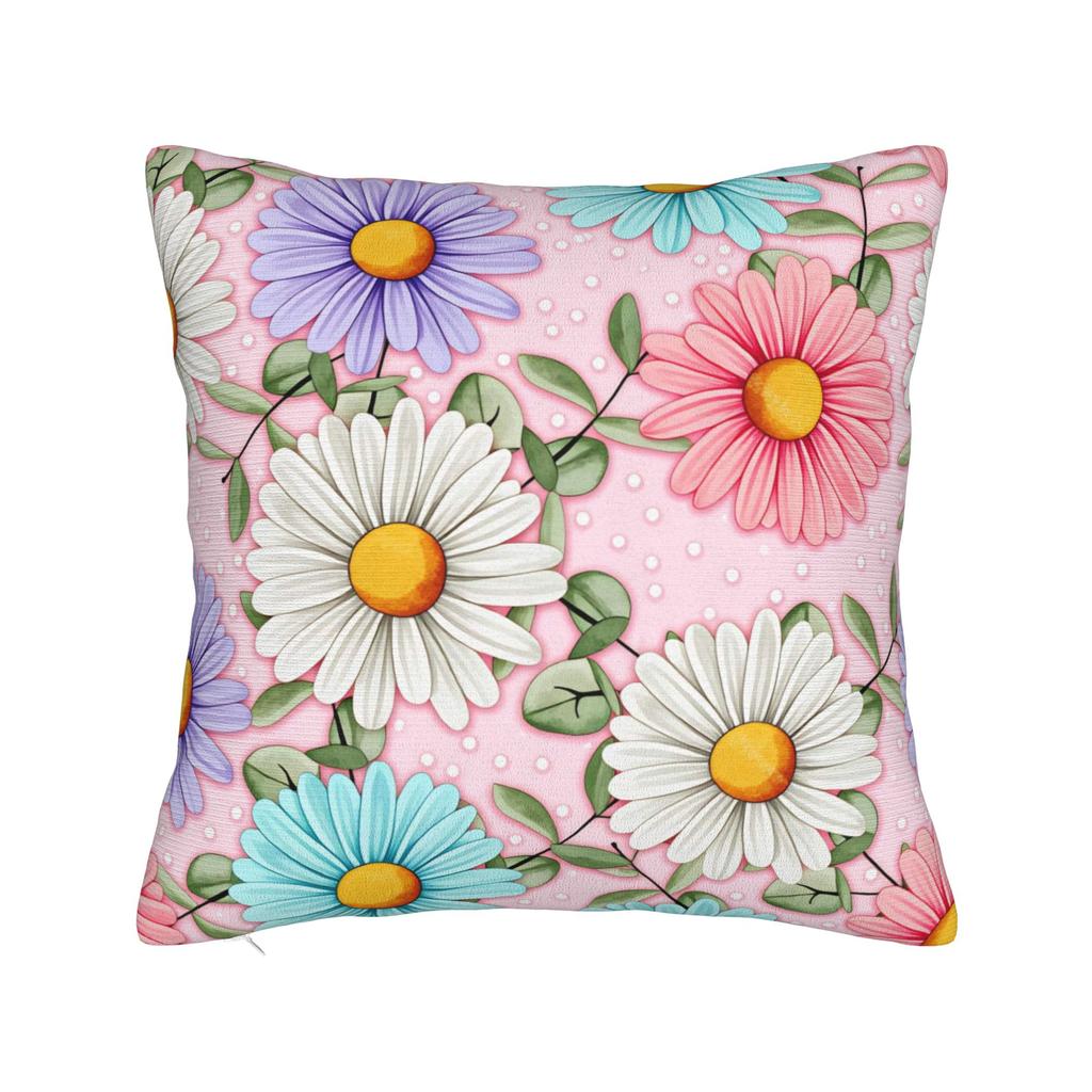 Pastel Daisy Floral Pattern Pillow Case Graphic Pillow Cover For Sofa Couch Bed Living Room Novelty Pillowcases