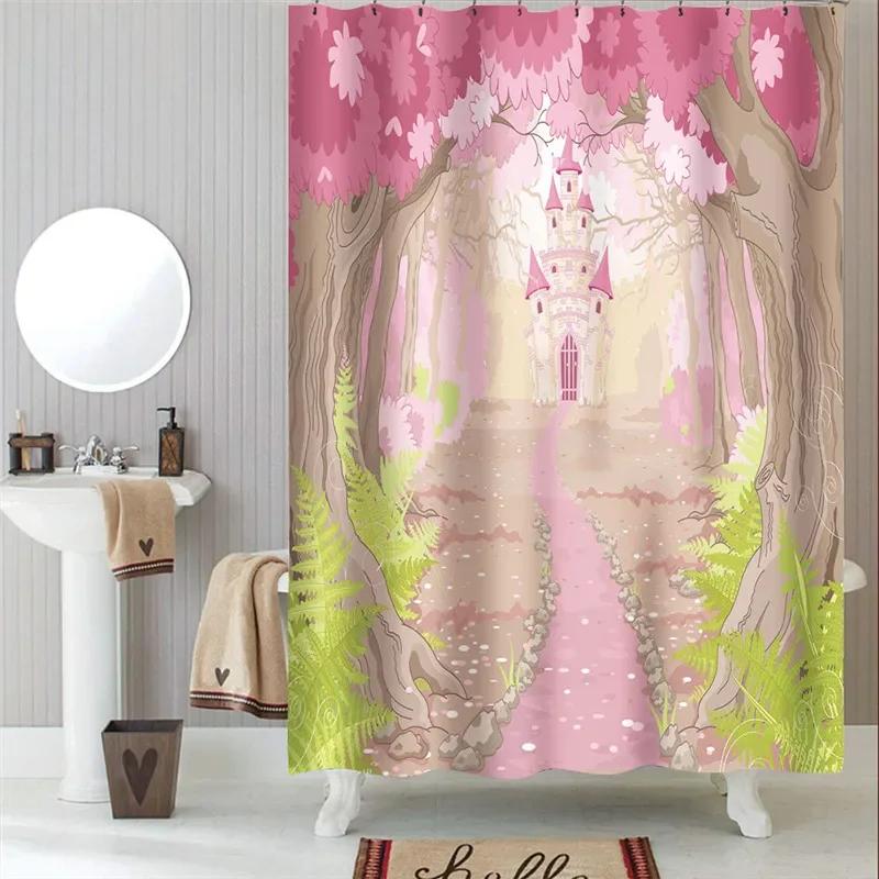 Waterproof Bath Curtains 100% Polyester Fabric Shower Curtain Thinking Elephant Printed Home Decoration Background Screen Decor