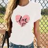 Women's Casual Fashion Large Yards Of Love Print Round Neck T-shirt