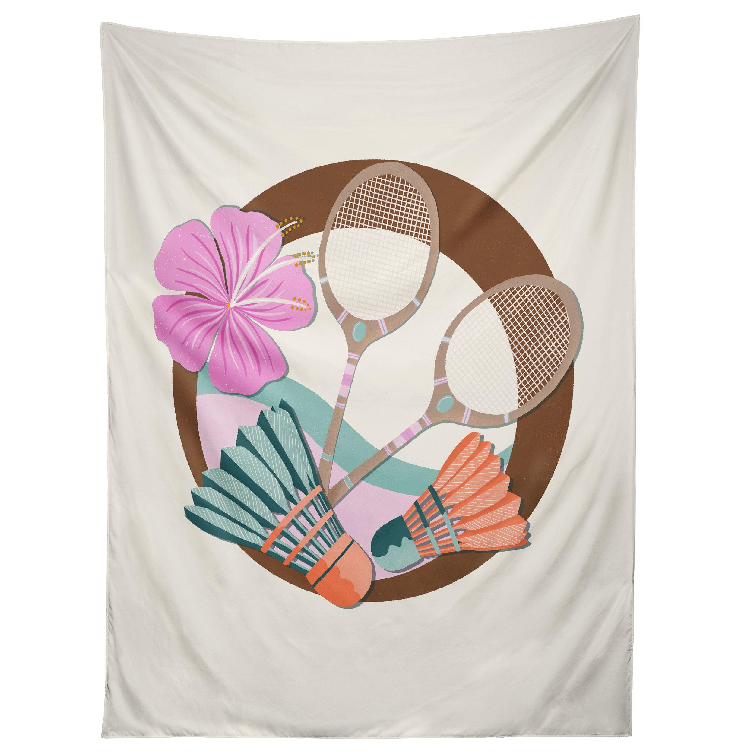 TROPICAL BADMINTON BADGE PINK tapestry 75x100 чёрный