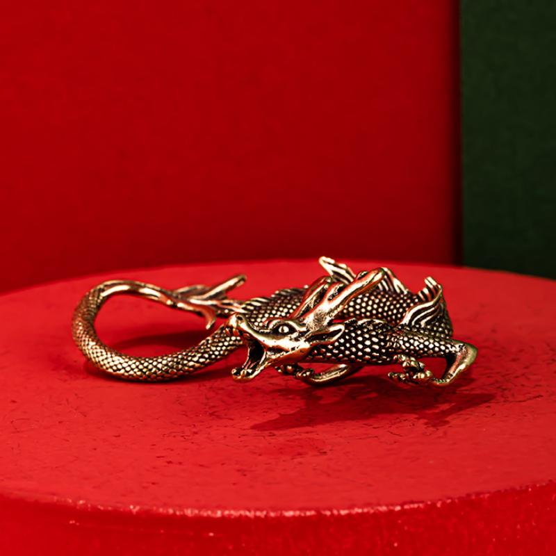 Handcrafted Brass Dragon Figurine 1Pcs Chinese Zodiac Retro Mini Mythical Beast Statue Home Desk Decor Collection