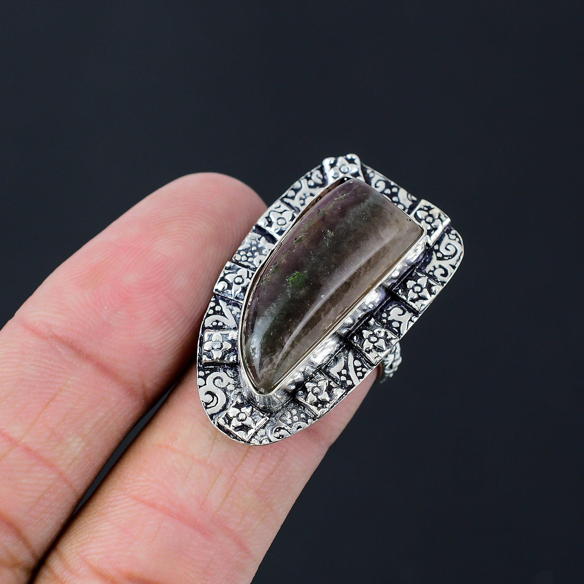 

Natural Multi Fluorite Gemstone 925 Silver Stackable Ring Size 7 For Girls 7