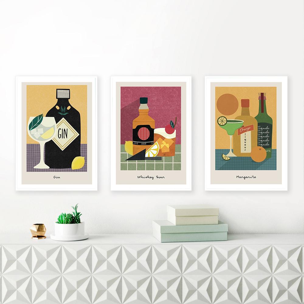 Gin Rum Margarita Mojito Beer Wine Cocktail Wall Art Canvas Painting Nordic Posters And Prints Wall Pictures For Bar Room Decor