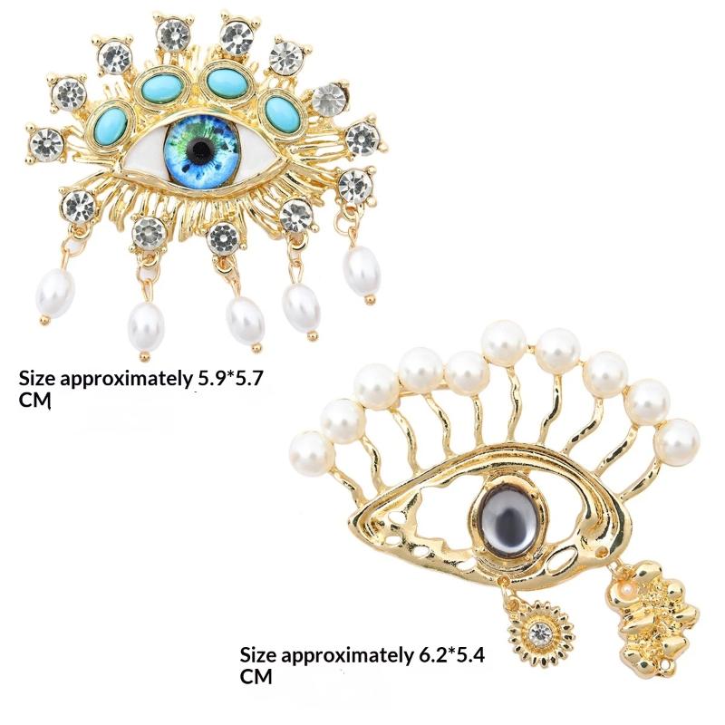 [HF]New 1Pc Luxury Rhinestone Devil Eyes Brooches For Women Character Pins Casual Party Accessories New Gifts Friends Decoration