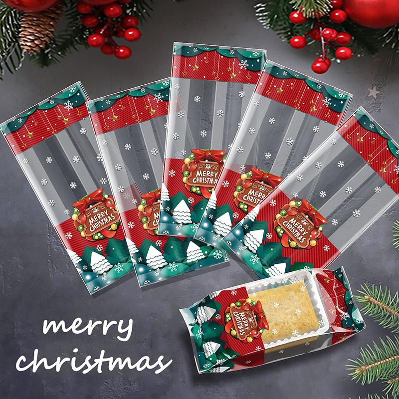 50PC Durable Material Home Snowflake Pattern Holiday Treat Bags for Cookies Parties Christmas Bags Gift 2 Sizes