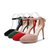 European Socialite Trend Thin Stiletto Platform Pointed Toe Sandals, One Strap Sexy Hollow Bow Plus Size Women High Heels