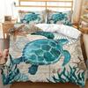 Copripiumino Tartaruga Marina Stile Mediterraneo Polpo Cavalluccio Marino Stampa Animali Marini Set Biancheria da Letto Design a Tema Marino Con Federe