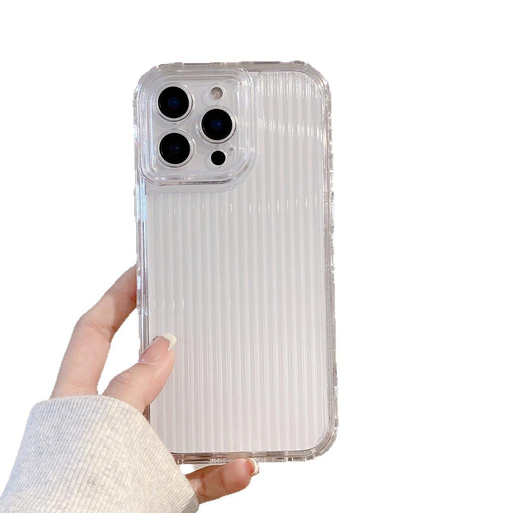 Neue Drei-in-Eins Handyhülle Huaqiangbei Handyhülle Gestreift Transparent Dreidimensional Mode