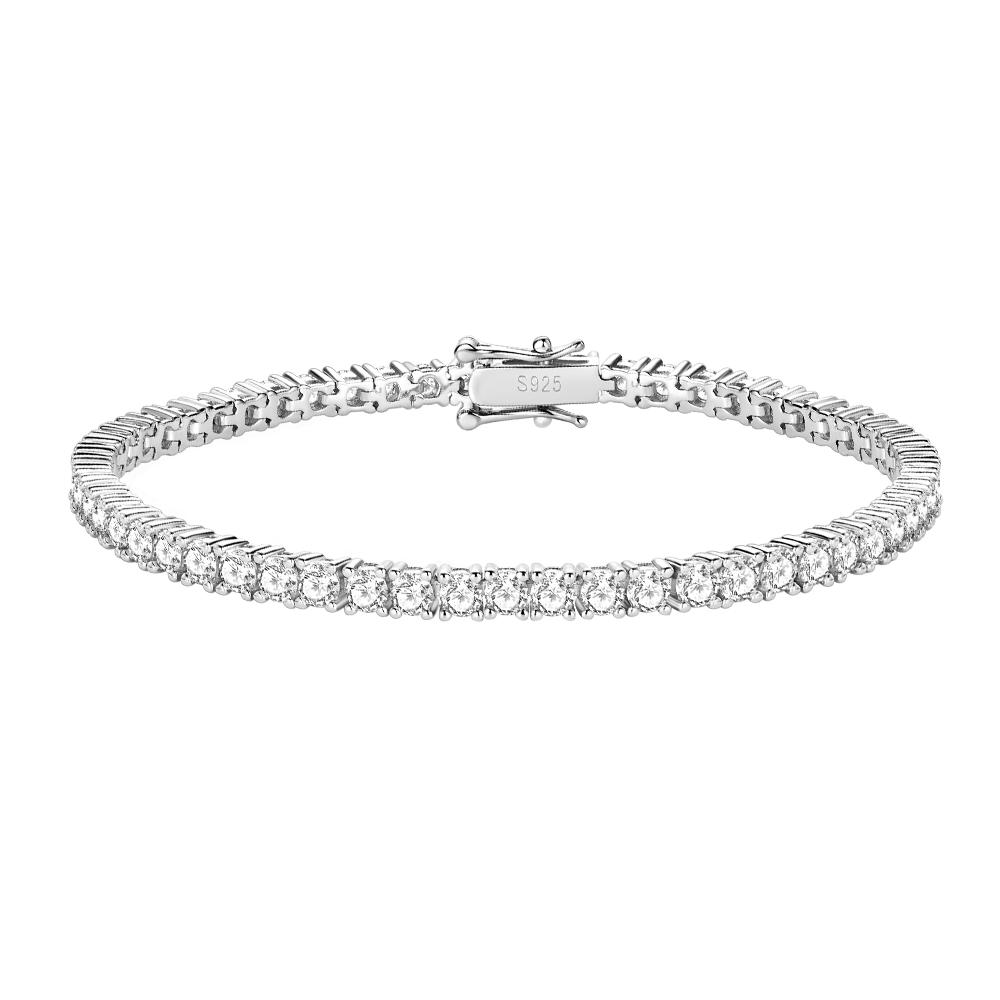 Bracelets Bangles New High Quality Fashionable Luxury D Color VVS1 3mm Moissanite Tennis Bracelet Fine Jewelry Unisex 3mm(0.1ct*55pcs) Moissanite&6.7In(17cm)