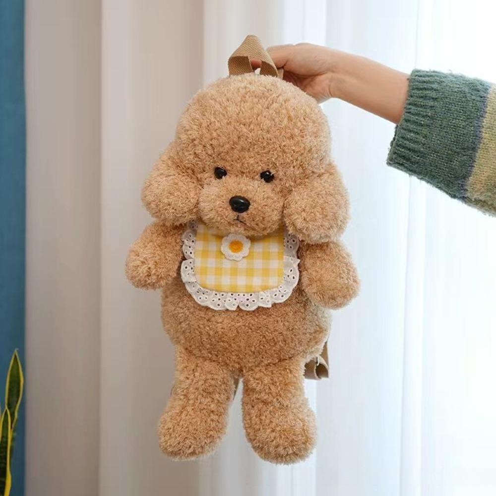 New Plush Teddy Dog Backpacks Kawaii Brown Khaki Student Schoolbags Cute Animals Poodle Shape Shoulders Bag Girls Fashion