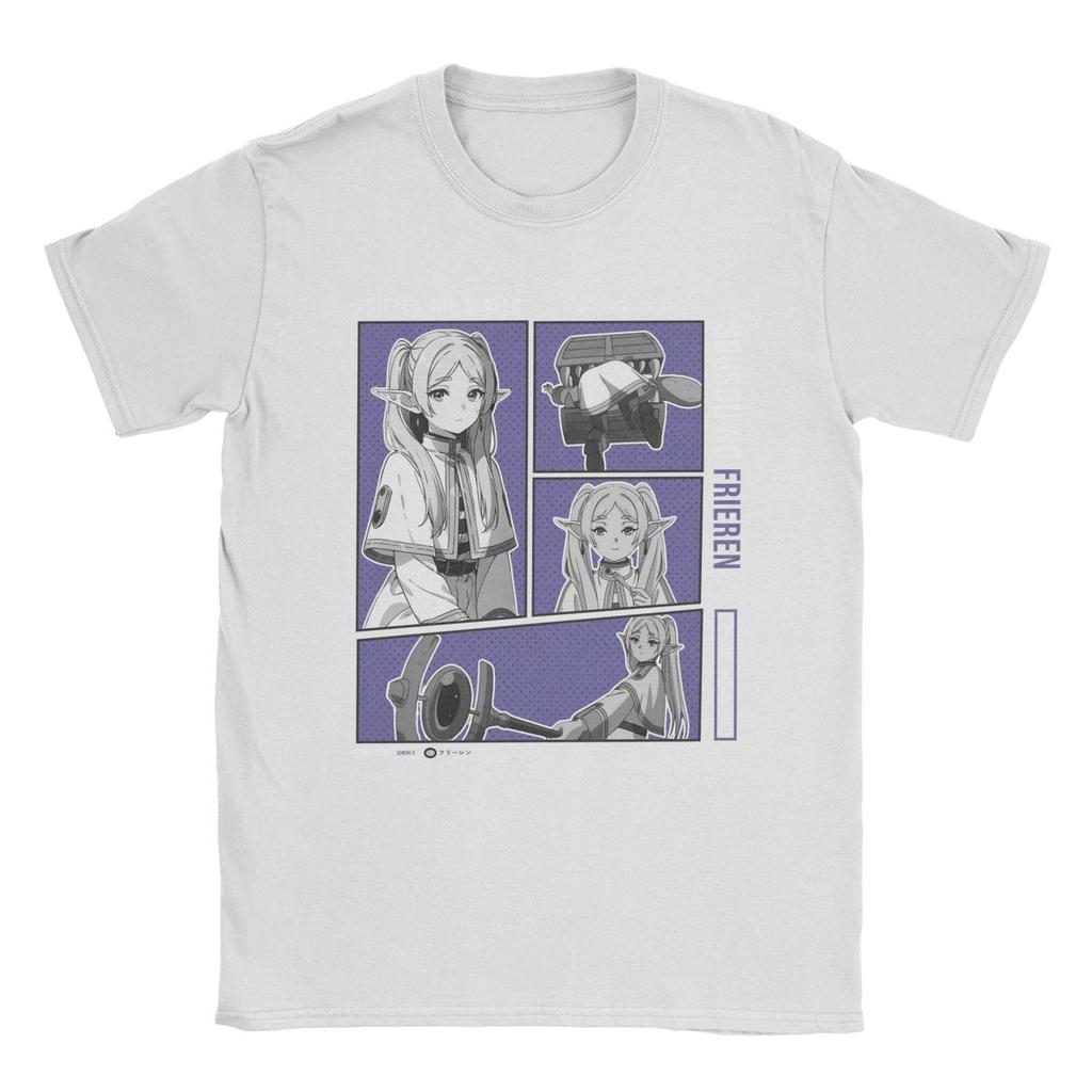 Sousou No Frieren Ανδρικό T-Shirt Ιαπωνικό Anime Vintage 100% Βαμβακερό Μπλουζάκι Κοντομάνικο T-Shirt με Στρογγυλή Λαιμόκοψη Ιδέα Δώρου Τοπ