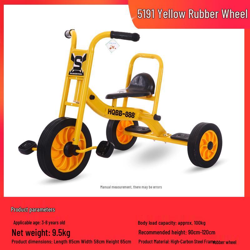 Children's Double Pedal Tricycle with Basket for Outdoor Play