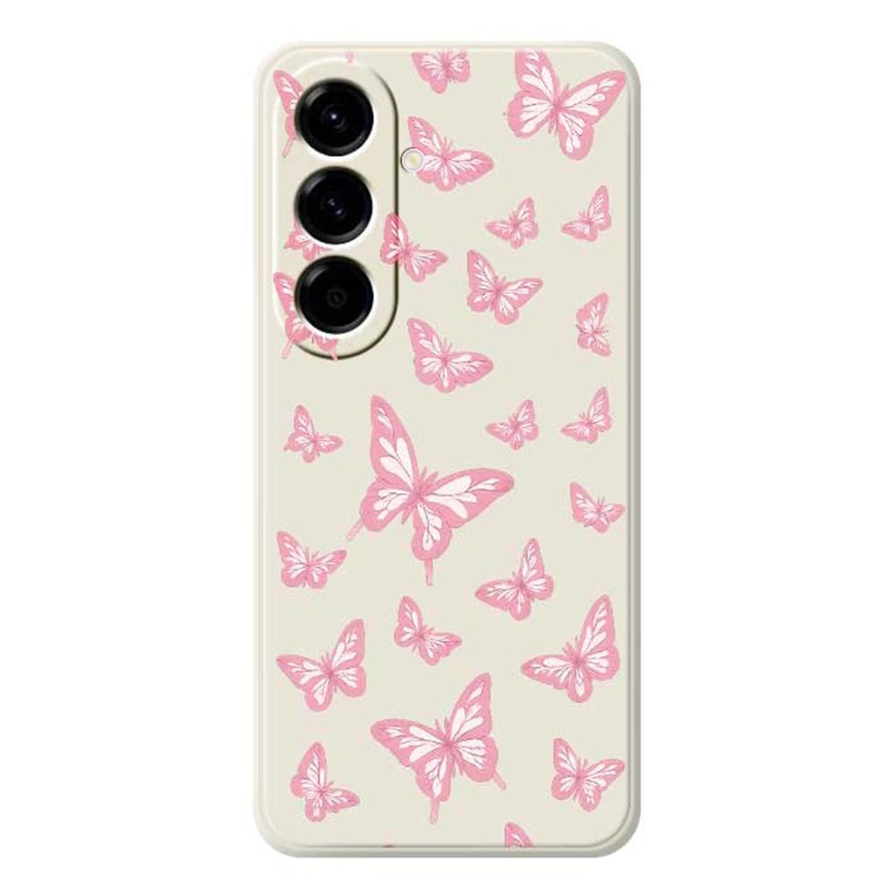 For Samsung Galaxy A56 5G Case Pink Butterflies Pattern Printing Straight Edge TPU Phone Back Cover
