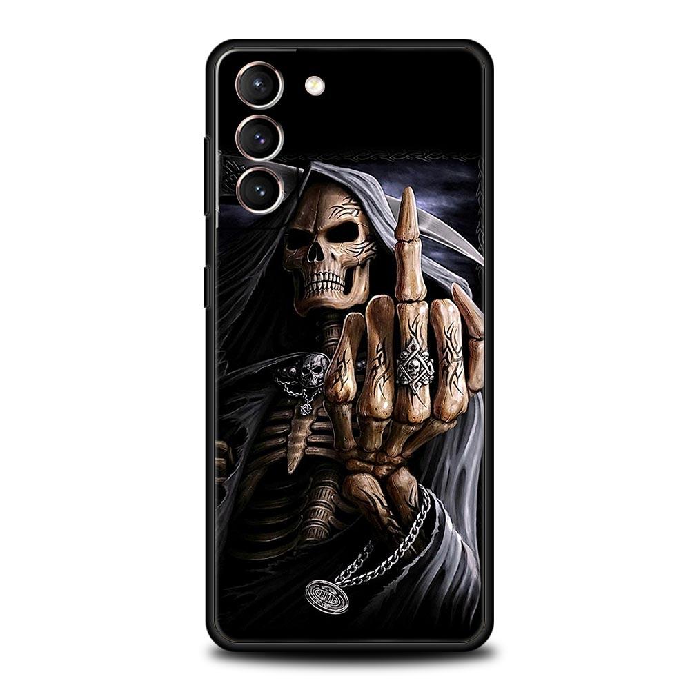 Skull Skeleton Grim Reaper Fashion Phone Case For Samsung Galaxy S24 S23 S22 S20 Ultra S21 FE 5G S10 S9 Plus S10E Silicone Cover