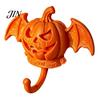 Autumn Harvest Wall Decor Devil Pumpkin Bat Hook, Halloween No-Drill Adhesive Hook for Keys Orange Bags, Strong Sticky Damage-Free Decorative