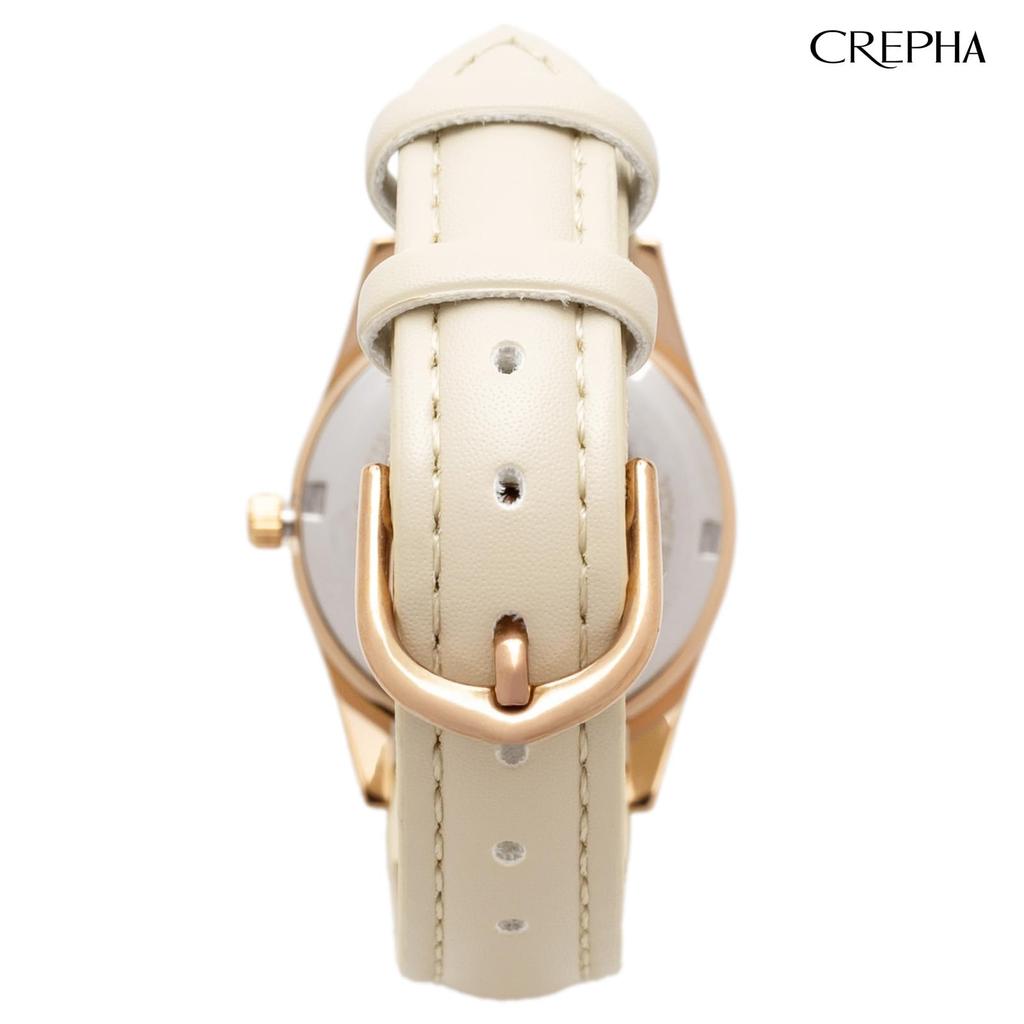 Clefer Serdica Analog Watch, White Dial, PU Leather Strap, Japanese Movement, SD-AL336-BEP, Women's, Beige