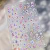 5D Pink Blue Bear Dessert Cake Pudding Candy Cane English Slogan Nail Art Stickers Cute Baby Bear Party Embossed Decals
