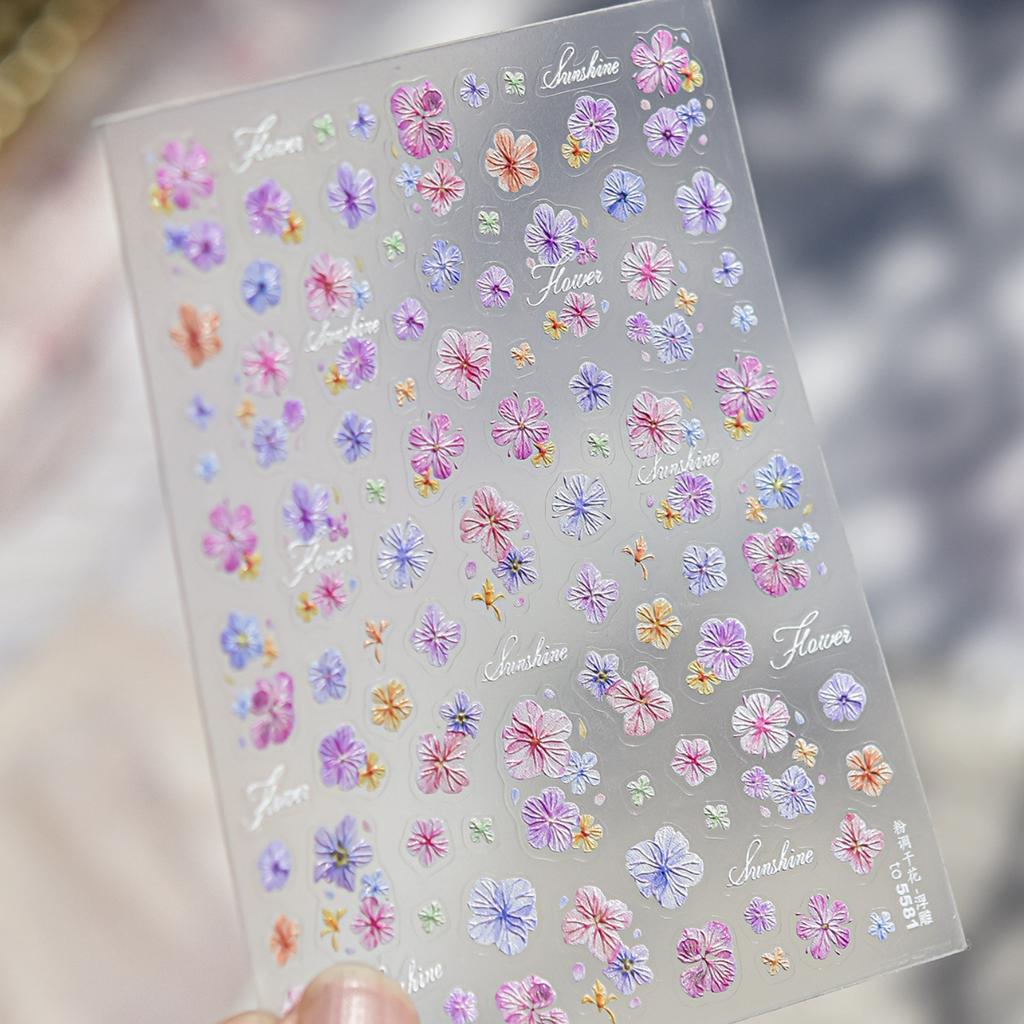 5D Pink Blue Bear Dessert Cake Pudding Candy Cane English Slogan Nail Art Stickers Cute Baby Bear Party Embossed Decals