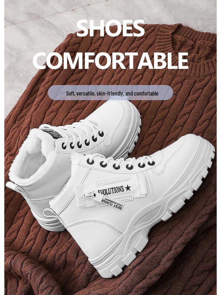 Women's Korean Style Lace-Up Mid-Calf Thick-Soled Winter Boots