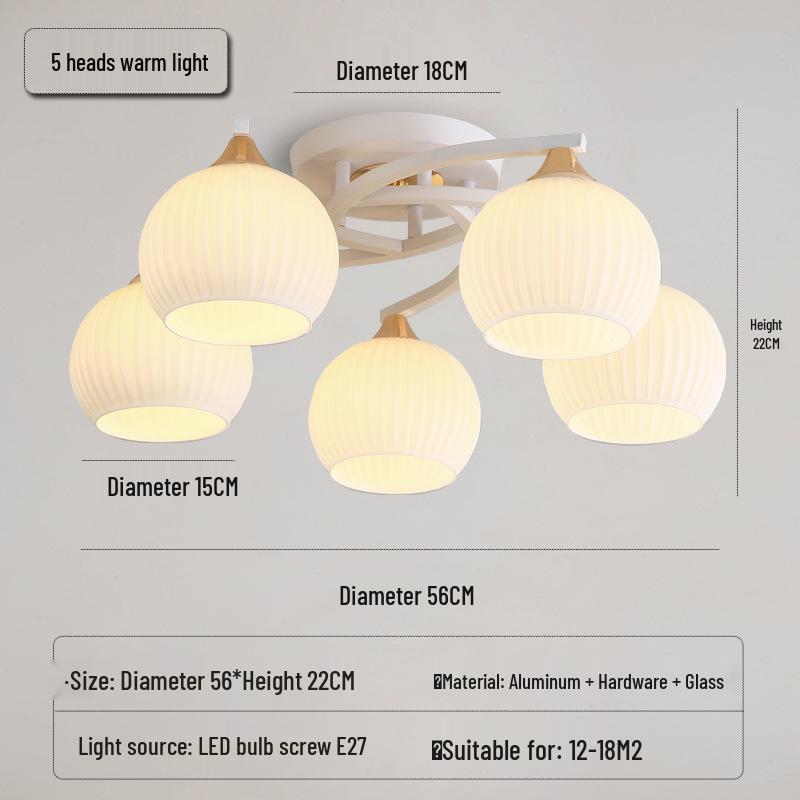 Moderner minimalistischer nordischer Cremefarbener Kürbis-Kronleuchter für Wohnzimmer oder Schlafzimmer